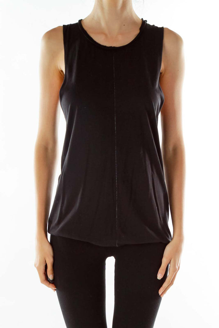 Black Round Neck Tank Top