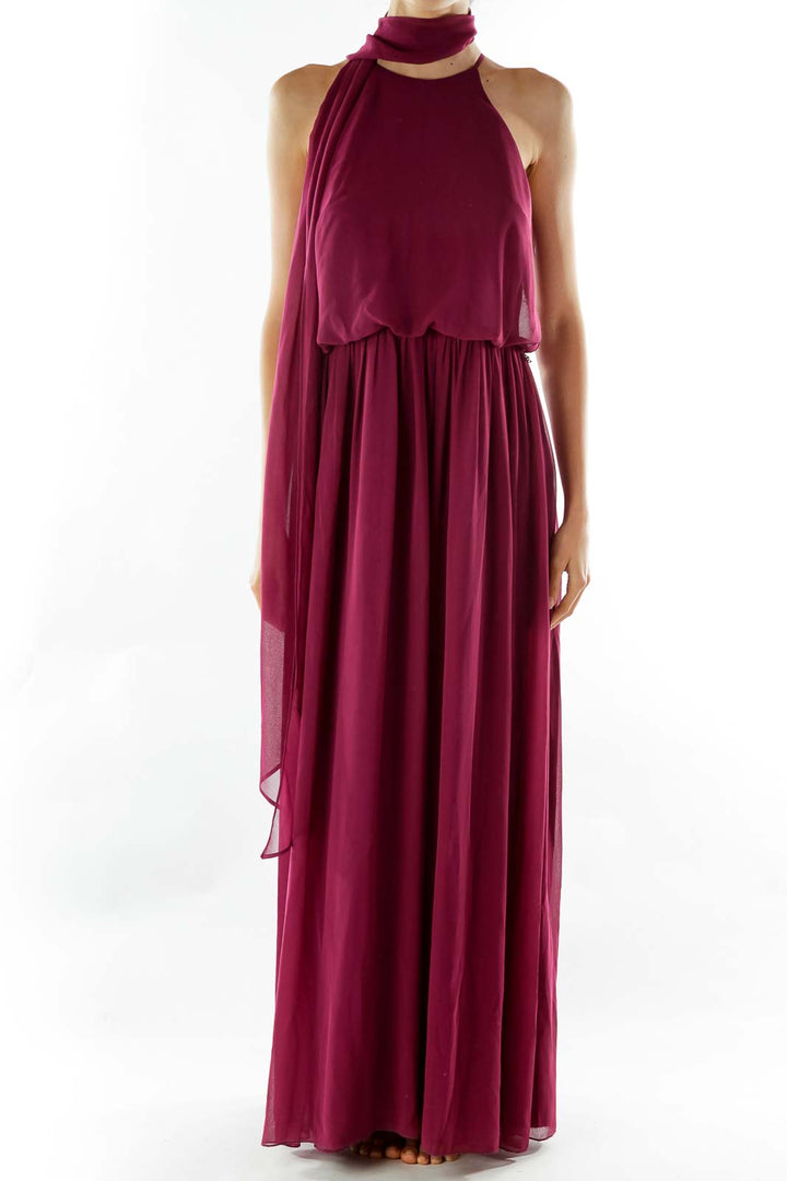 Purple Long Chiffon Dress