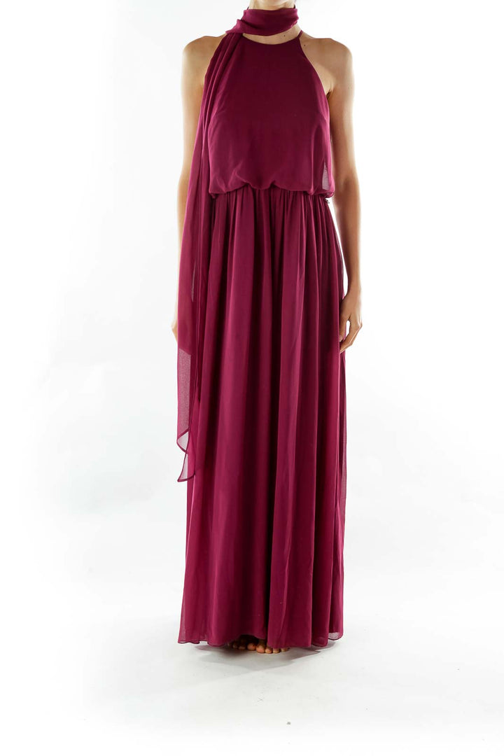 Purple Long Chiffon Dress