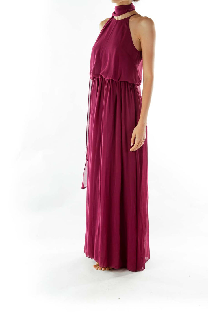 Purple Long Chiffon Dress