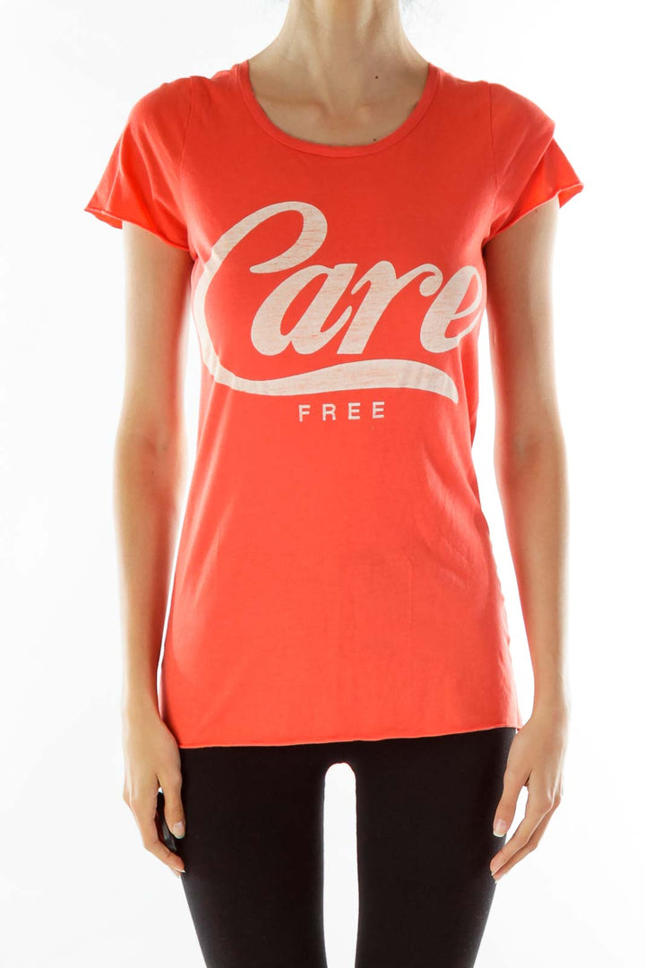 Orange Care Free Print T-shirt