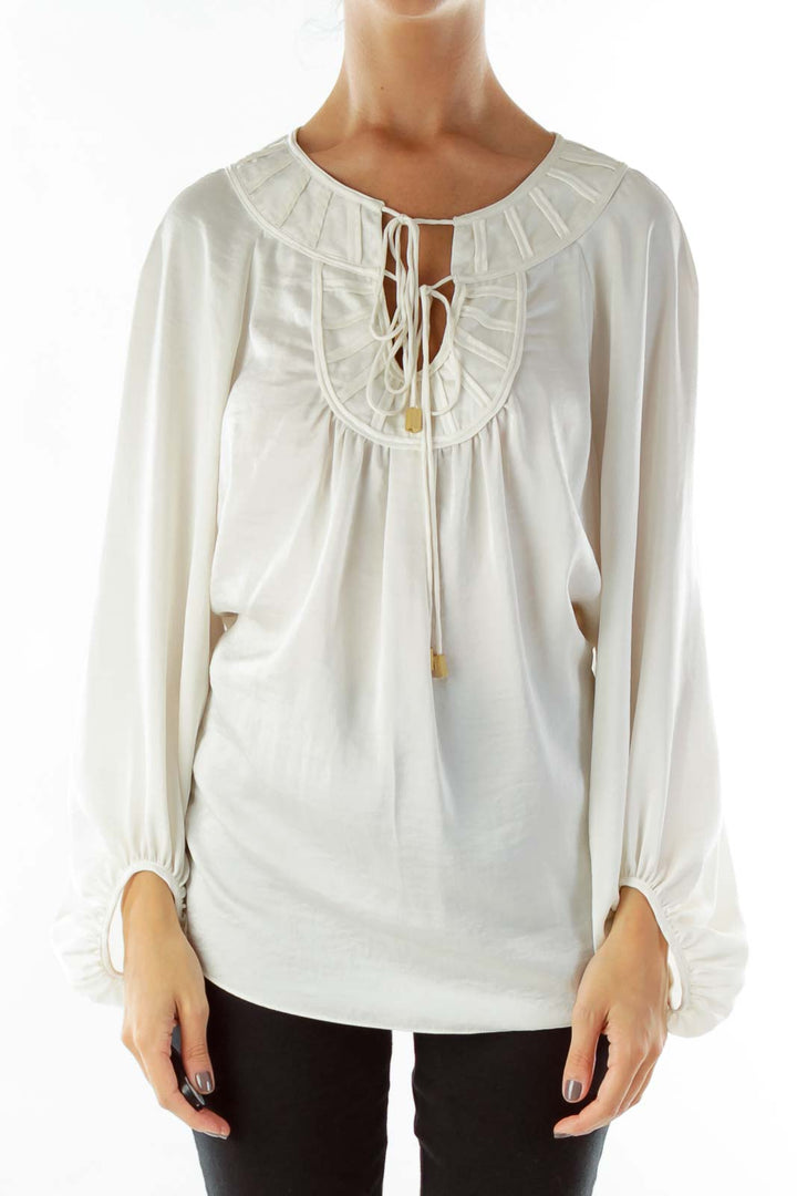 White Embossed Blouse