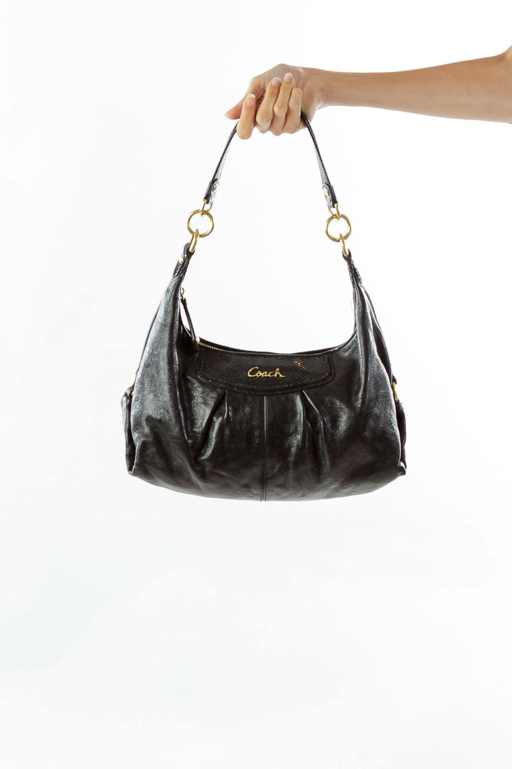 Black Snake Skin Shoulder Bag