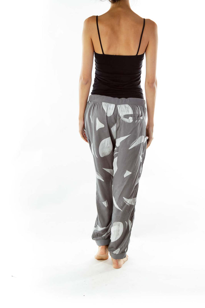 Gray White Print Loose Pants