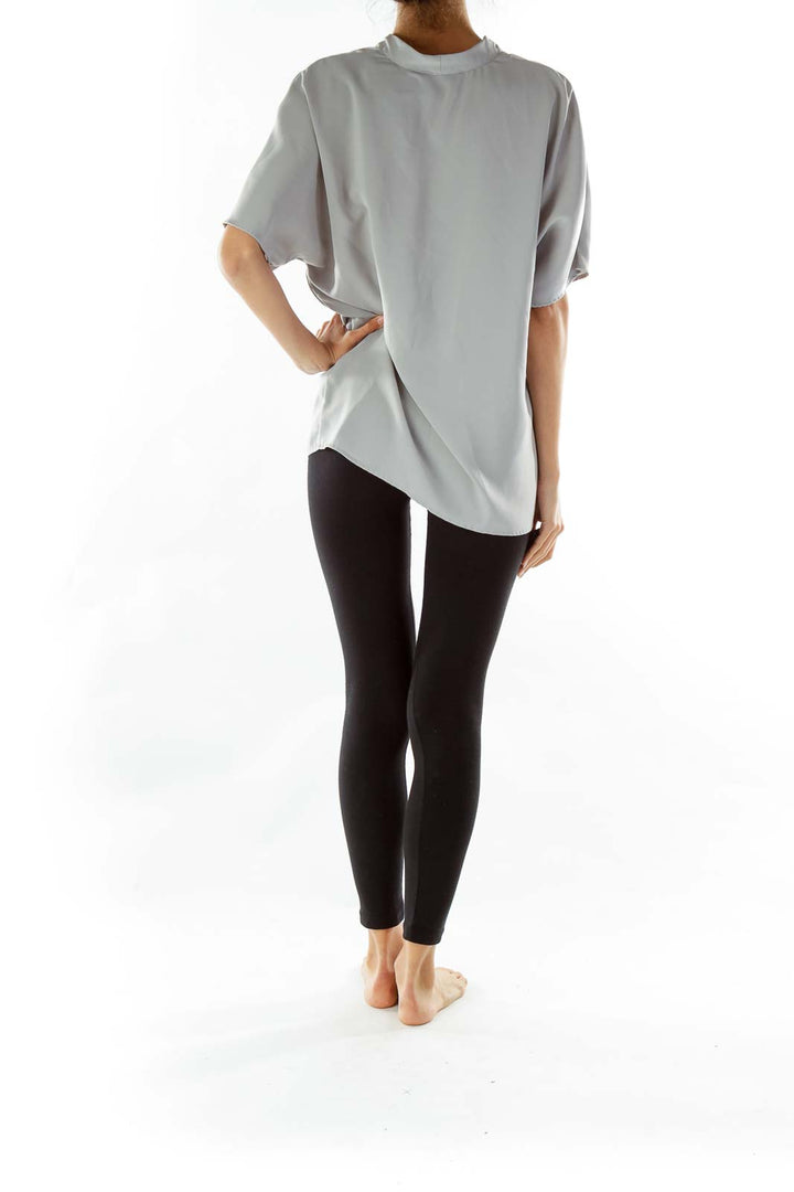 Gray V-Neck Blouse