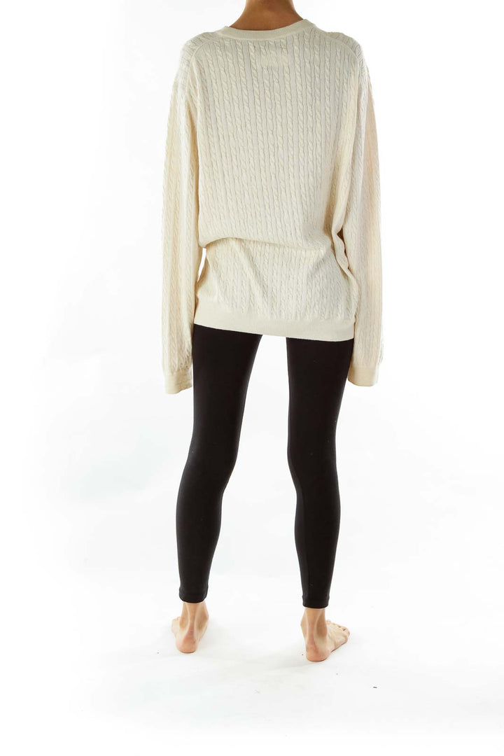 Cream Woven Merino Wool Sweater