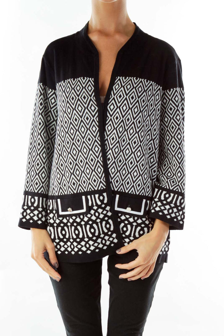 Black White Geometric Print Sweater