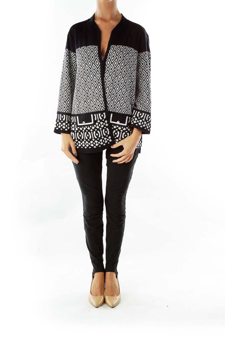 Black White Geometric Print Sweater