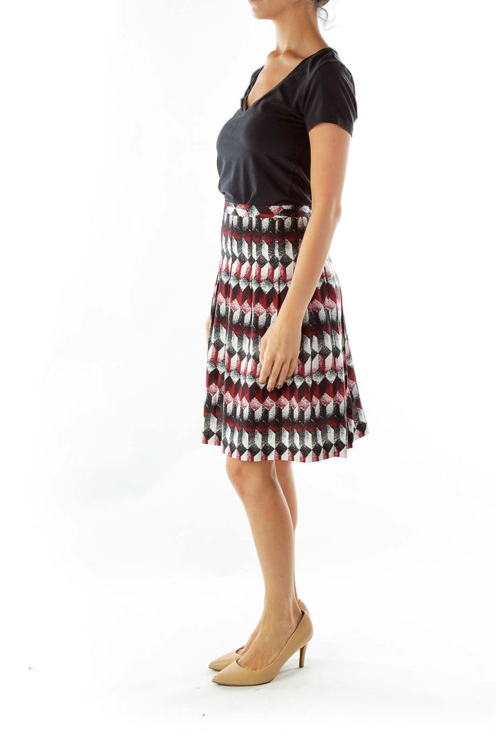 Black White Red Print Skirt