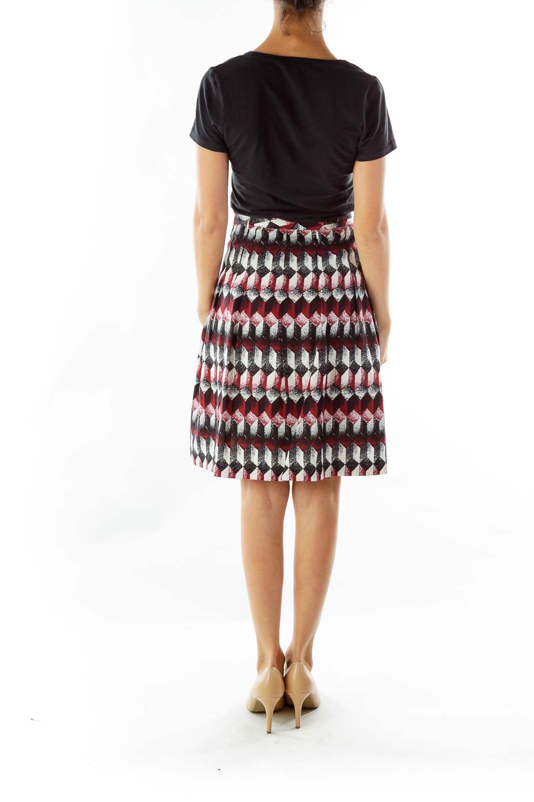 Black White Red Print Skirt