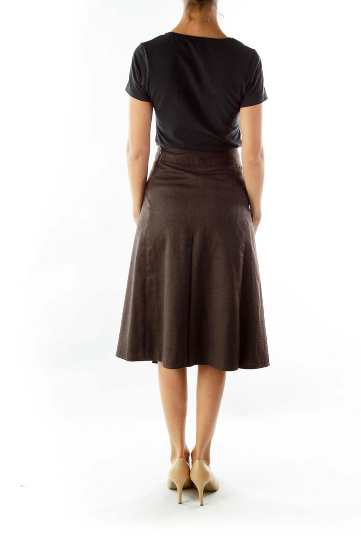 Brown Mottled Pleated Skirt