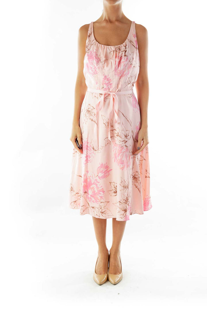 Pink Flower Print Day Dress