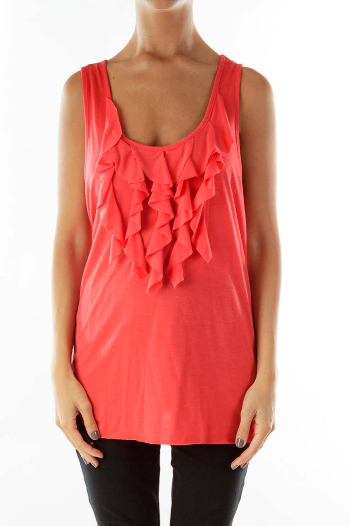 Red Ruffled Tank Top