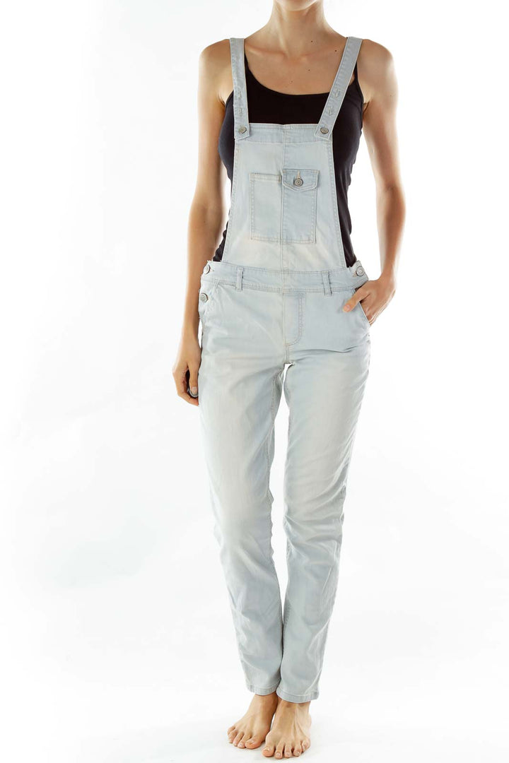 Light Blue Denim SKinny-Leg Jumpersuit