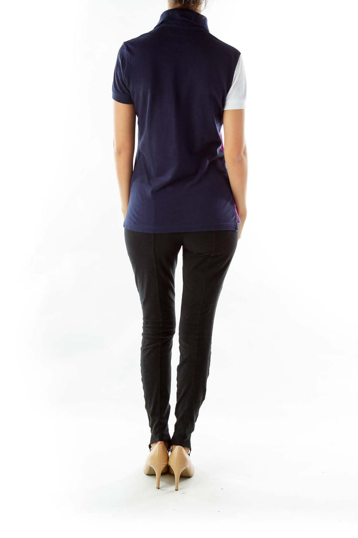 Navy Purple Gold Monogrammed Polo Shirt