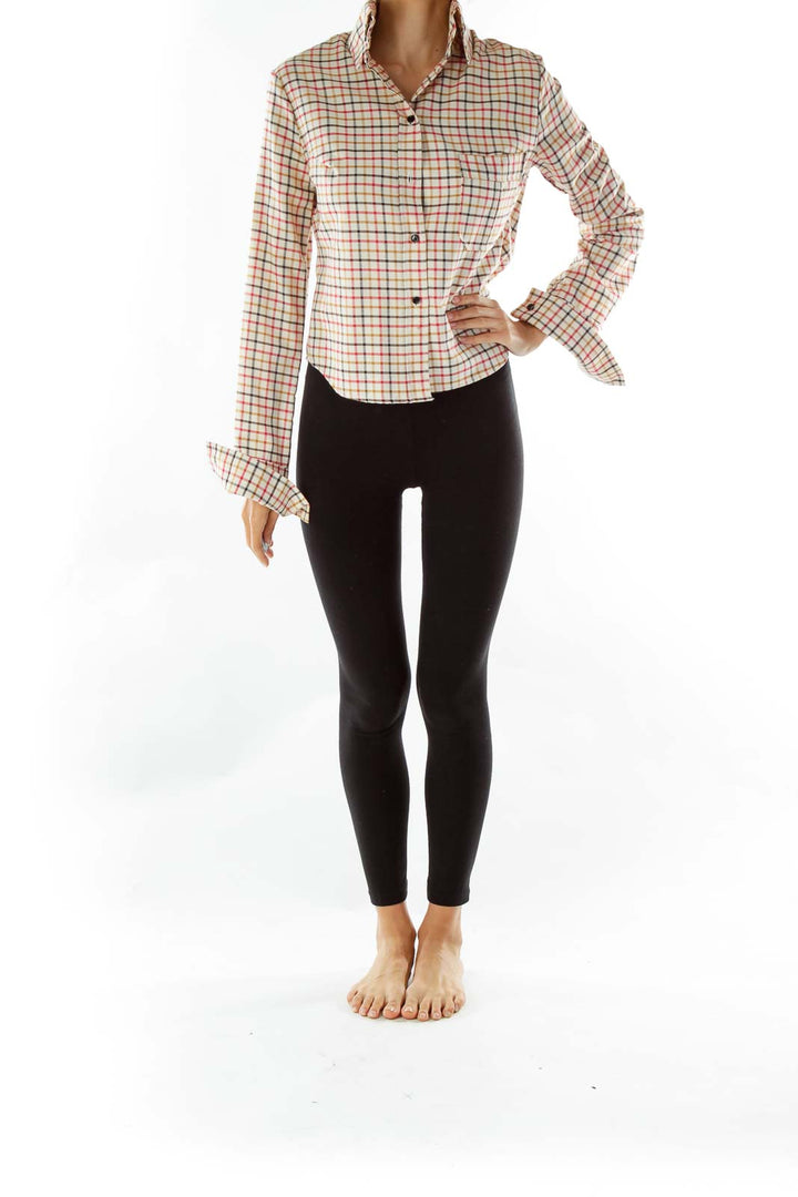 Cream Black Red Tartan Shirt