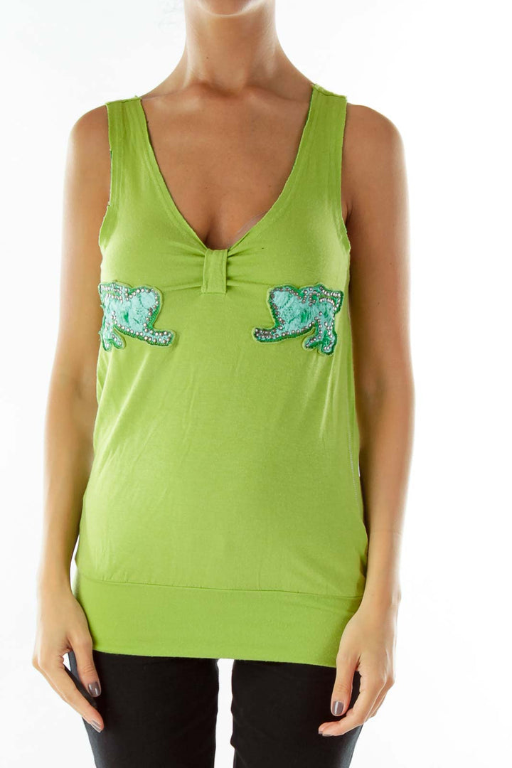 Green Blue Studded Animal Tank Top