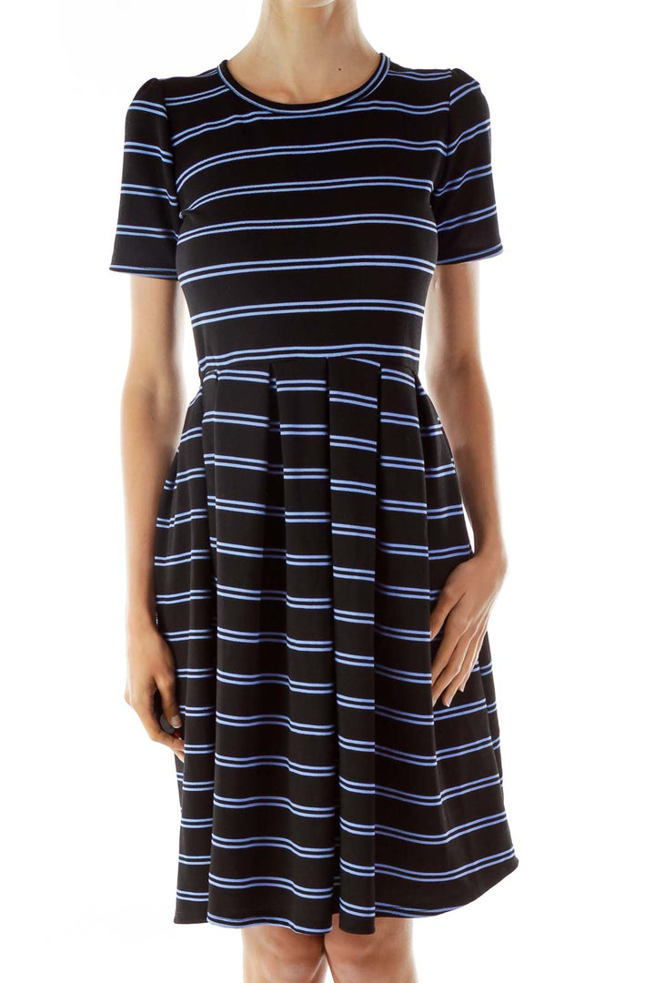 Navy Striped Day Dress