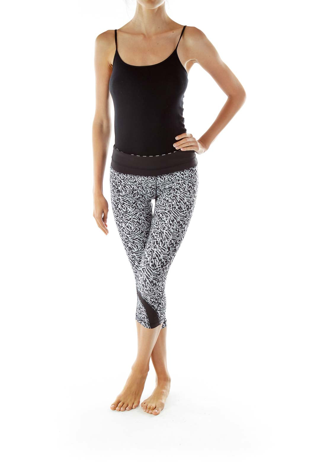 Black White Print Yoga Pants