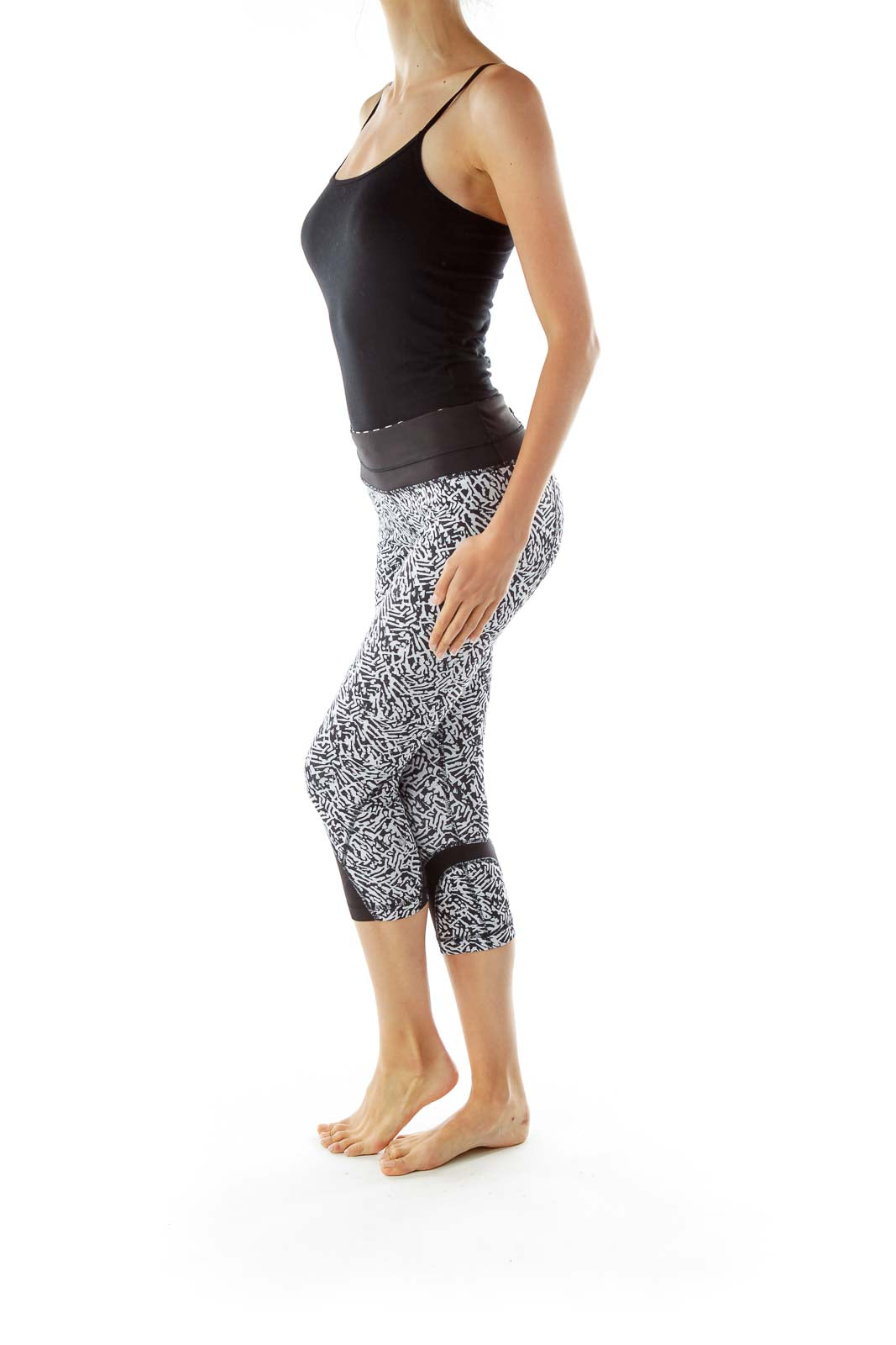 Black White Print Yoga Pants