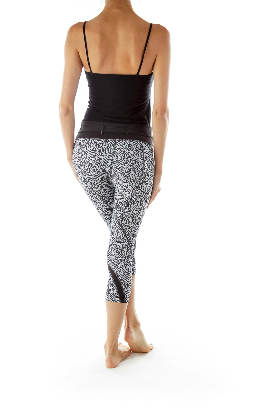 Black White Print Yoga Pants