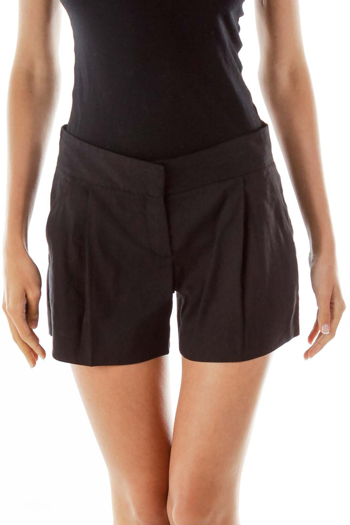 Black Linen High-Waisted Short