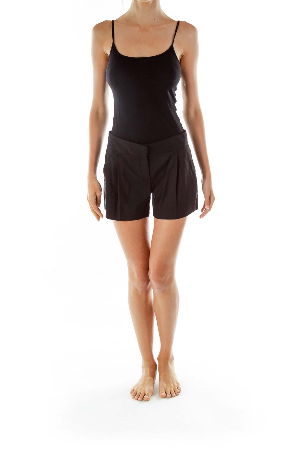 Black Linen High-Waisted Short