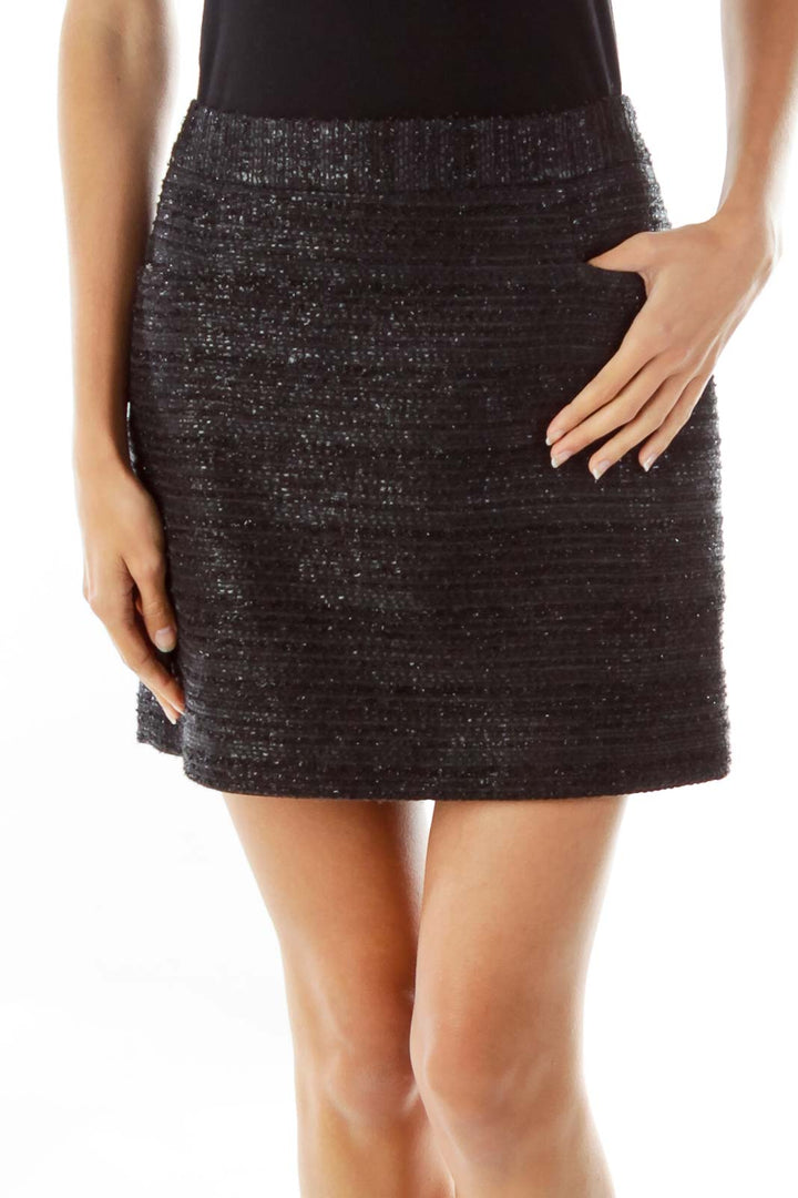 Black Shimmery Mini Pencil Skirt