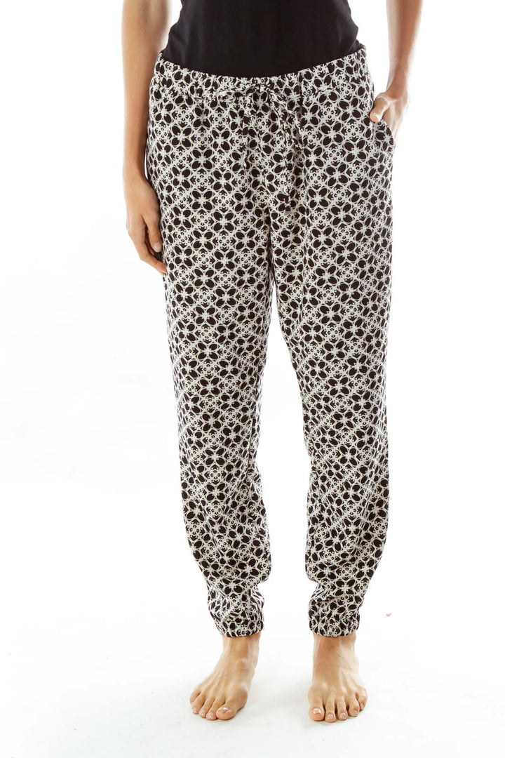 Black White Print High Waisted Pants