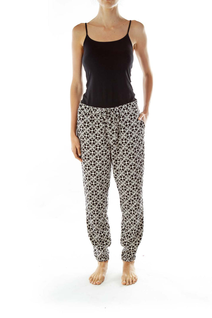 Black White Print High Waisted Pants