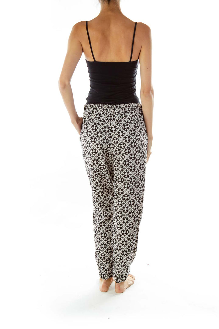 Black White Print High Waisted Pants