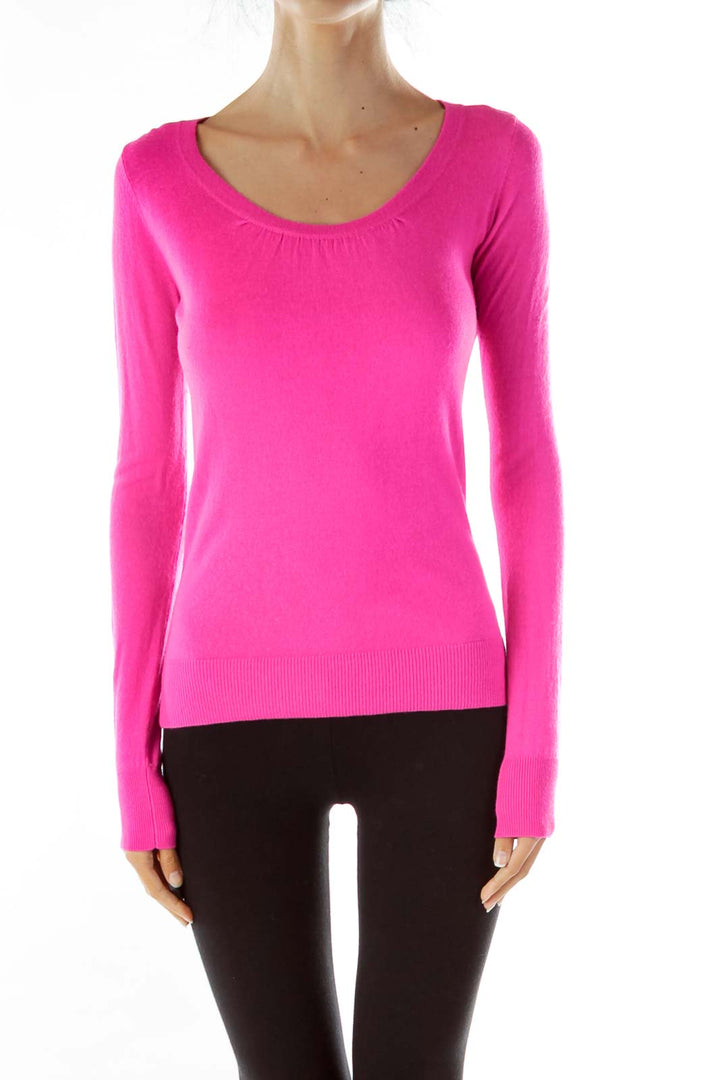 Hot Pink Long Sleeve Knit Top