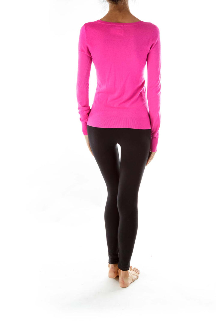 Hot Pink Long Sleeve Knit Top