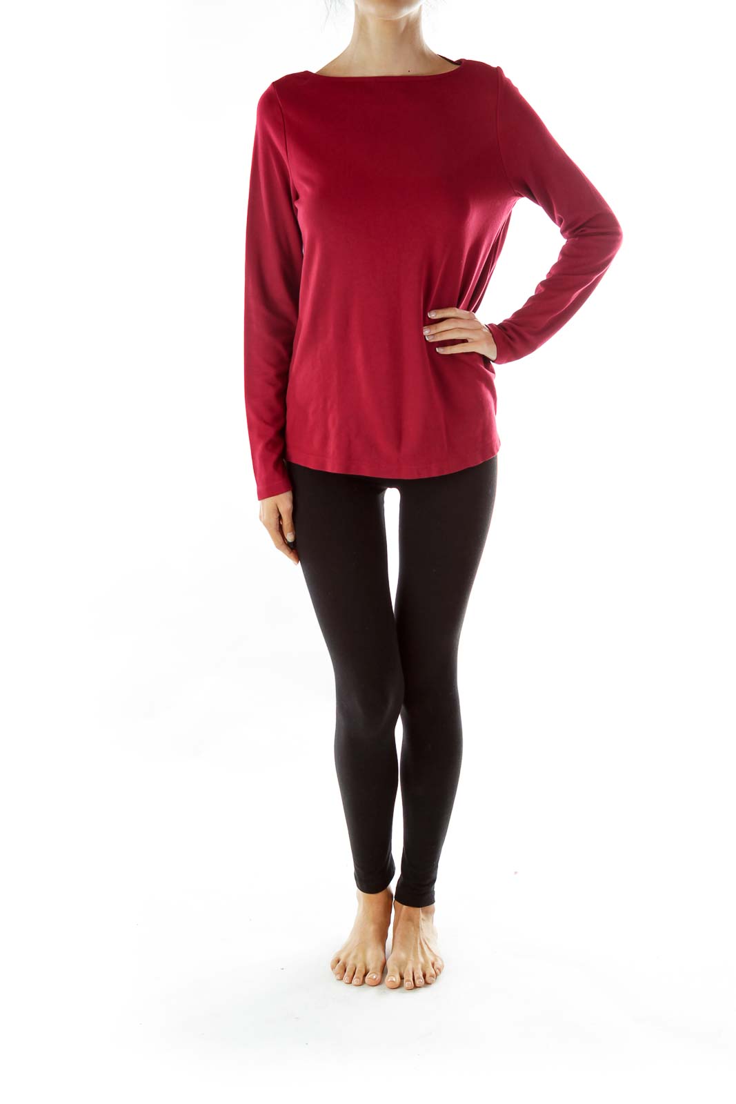 Red Buttoned Long Sleeve T-Shirt