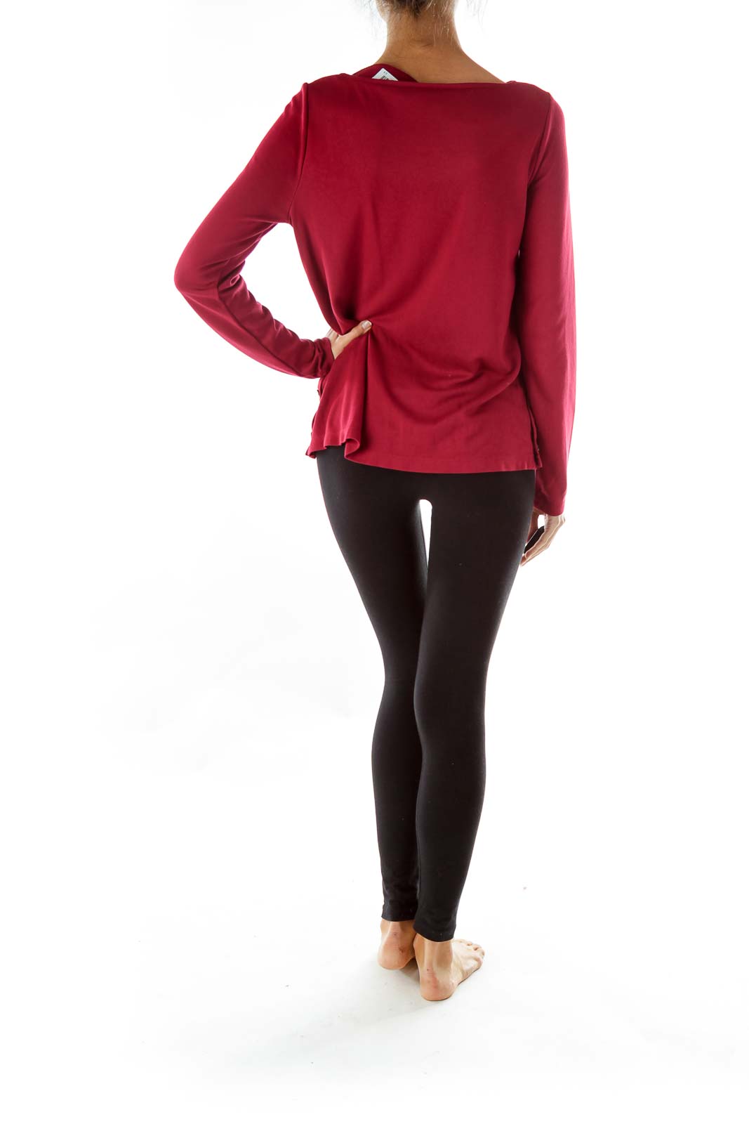 Red Buttoned Long Sleeve T-Shirt