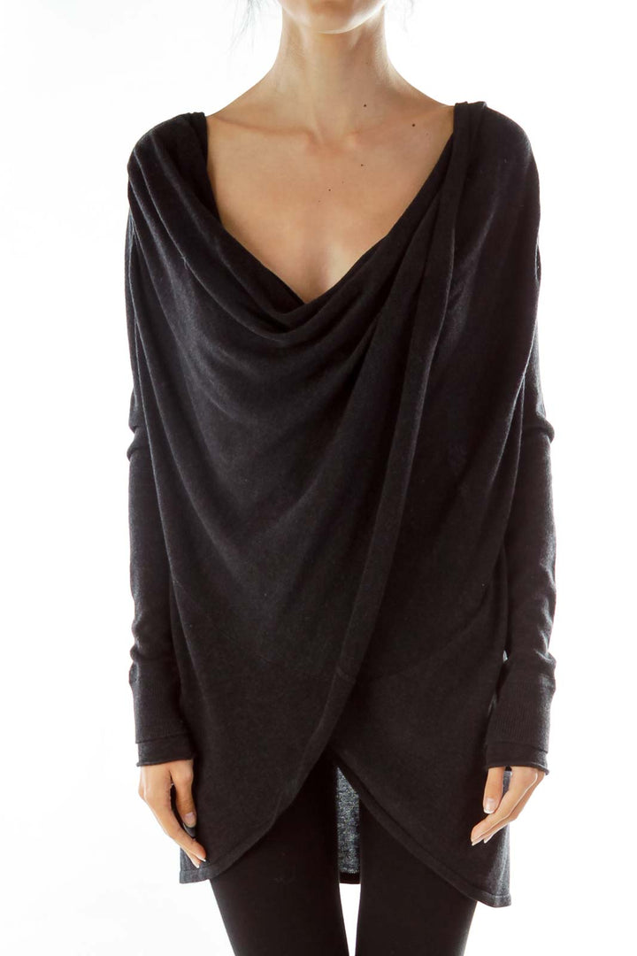 Black Wrap Loose Sweatshirt