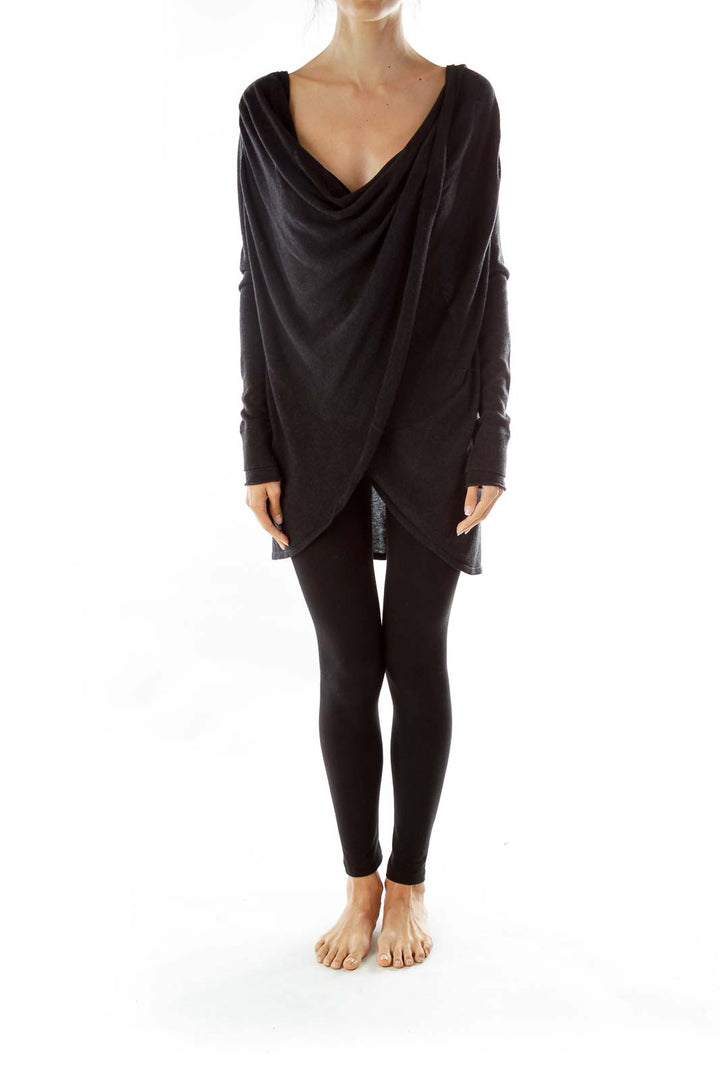 Black Wrap Loose Sweatshirt