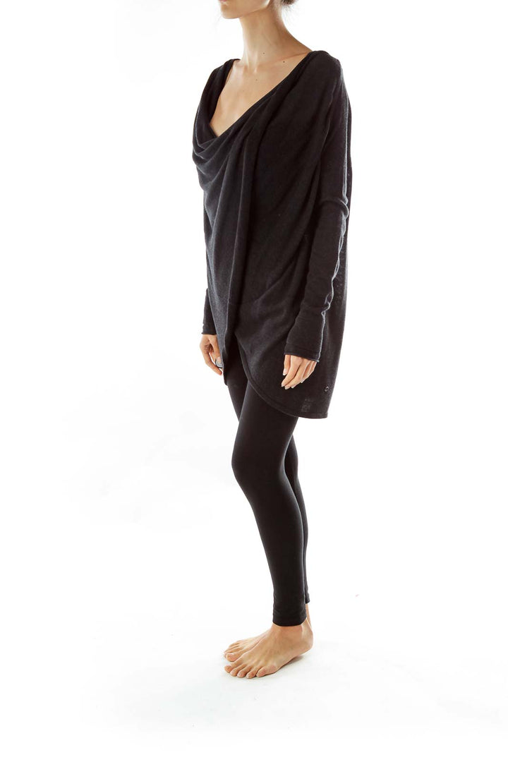 Black Wrap Loose Sweatshirt