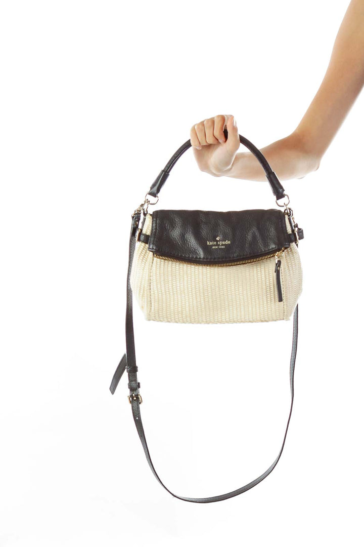 Black Cream Woven Crossbody Bag