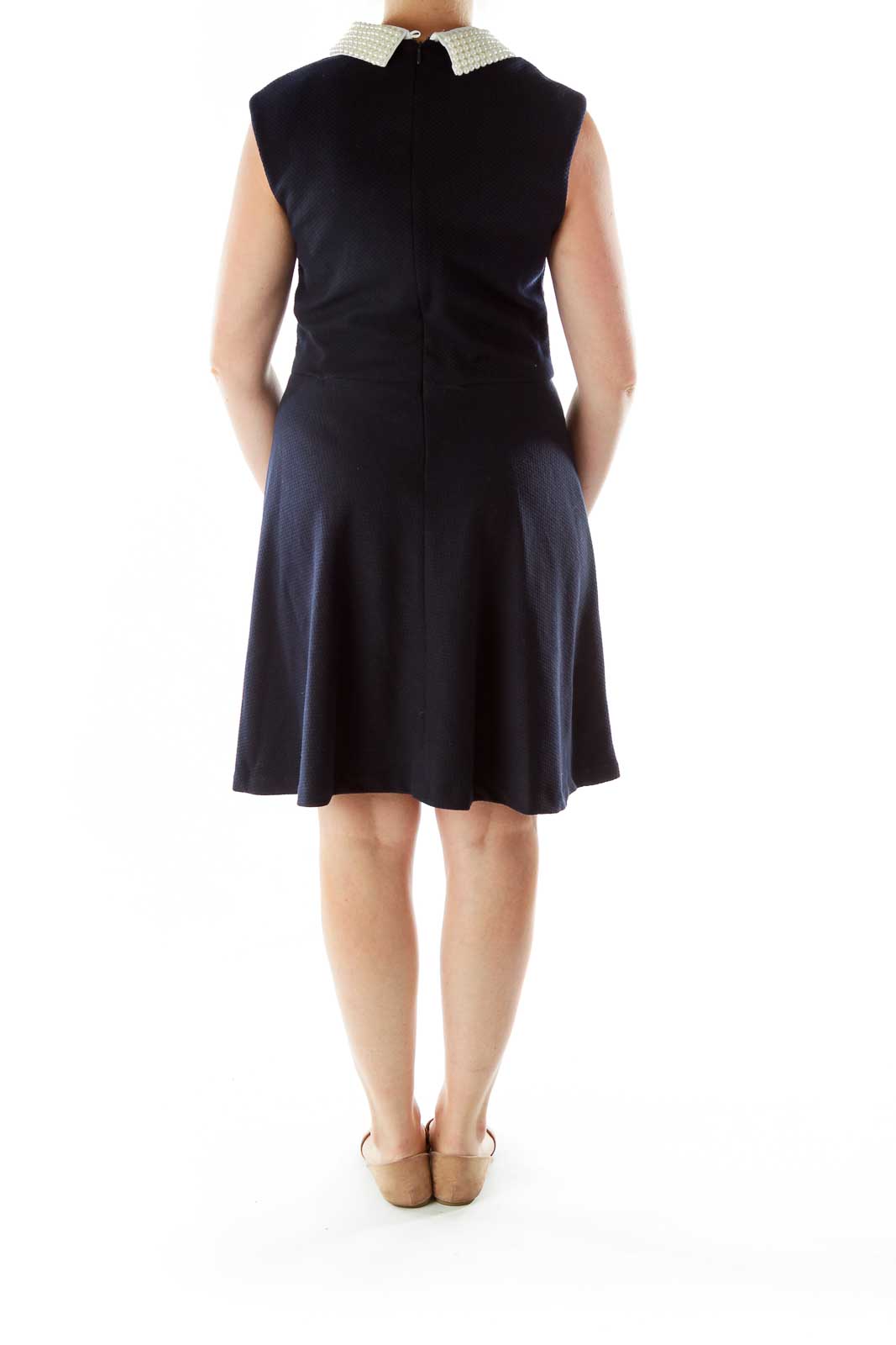 Black A-Line Dress w/ Pearled Collar