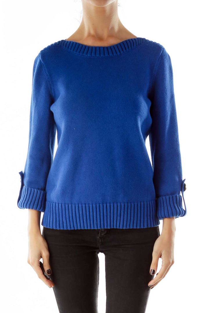 Blue Gold Buttoned Petite Sweater