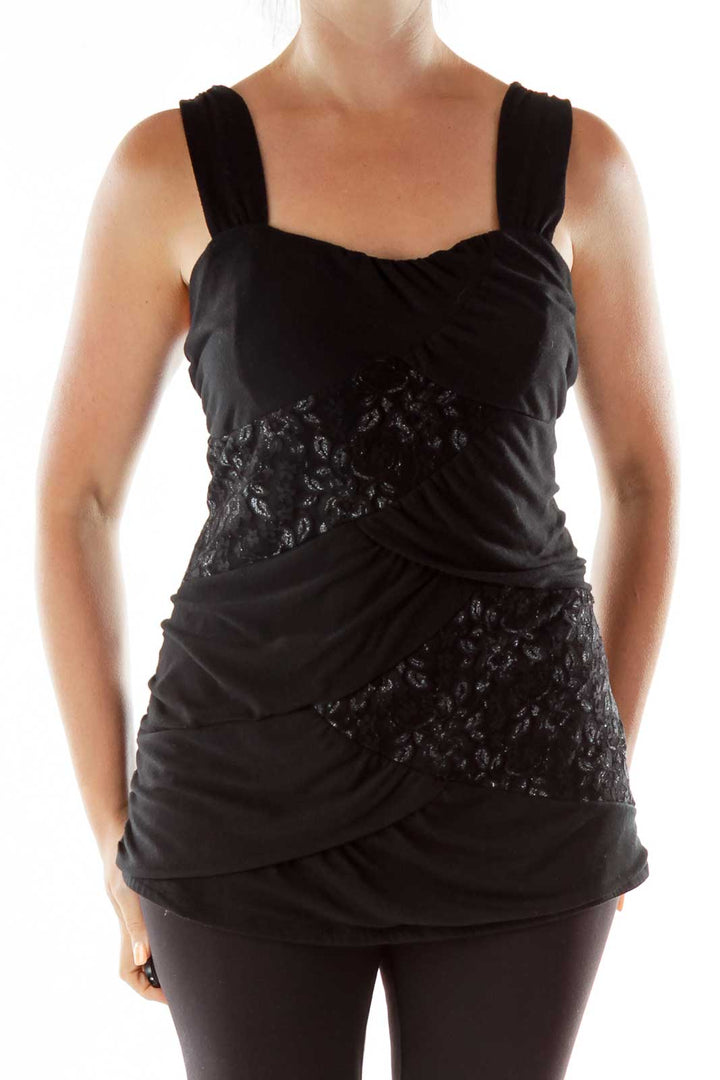 Black Lace Layered Tank Top