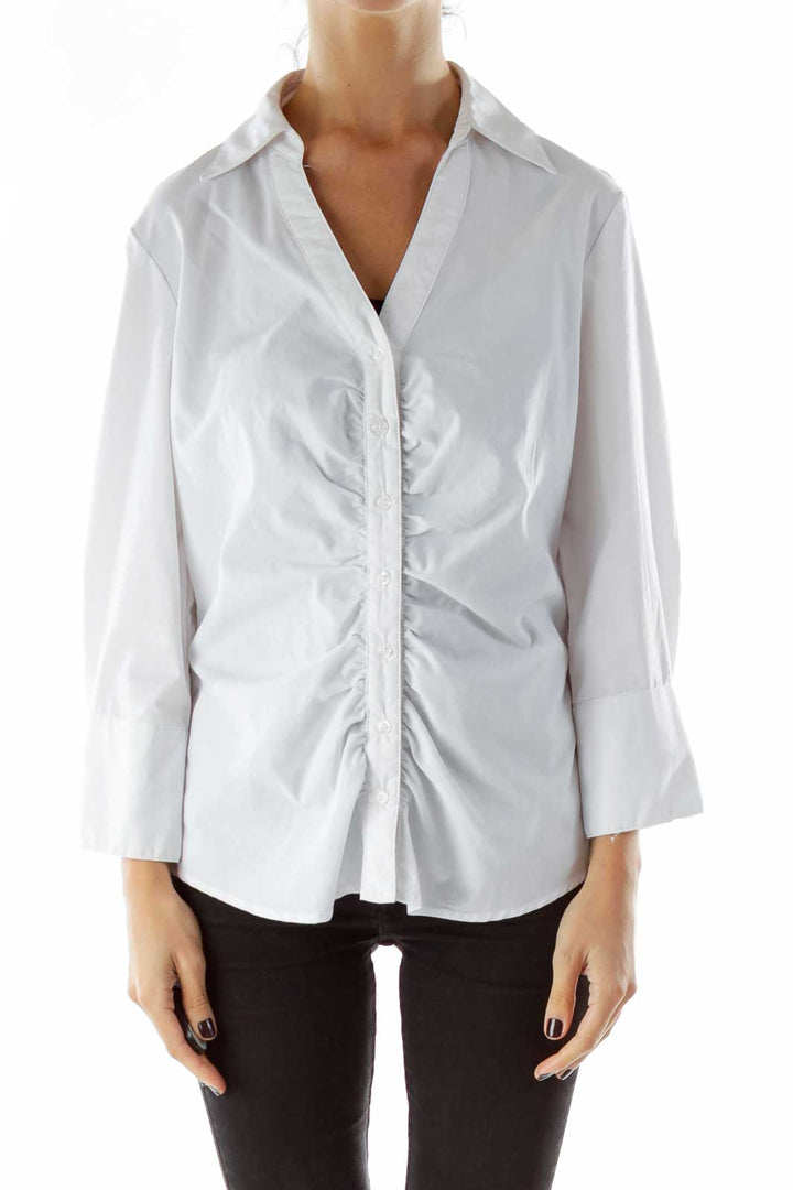 White Stitched Buttoned Shirt