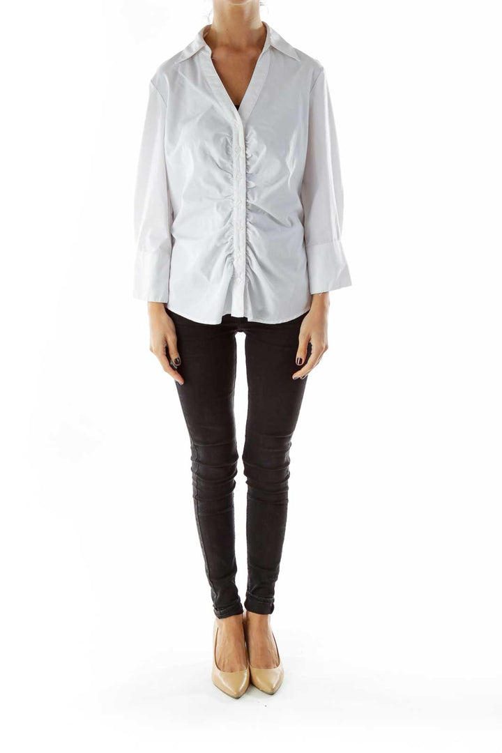 White Stitched Buttoned Shirt