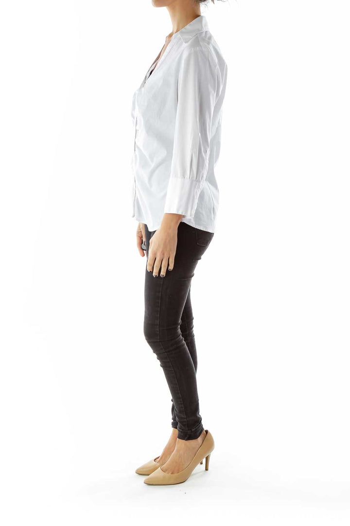 White Stitched Buttoned Shirt