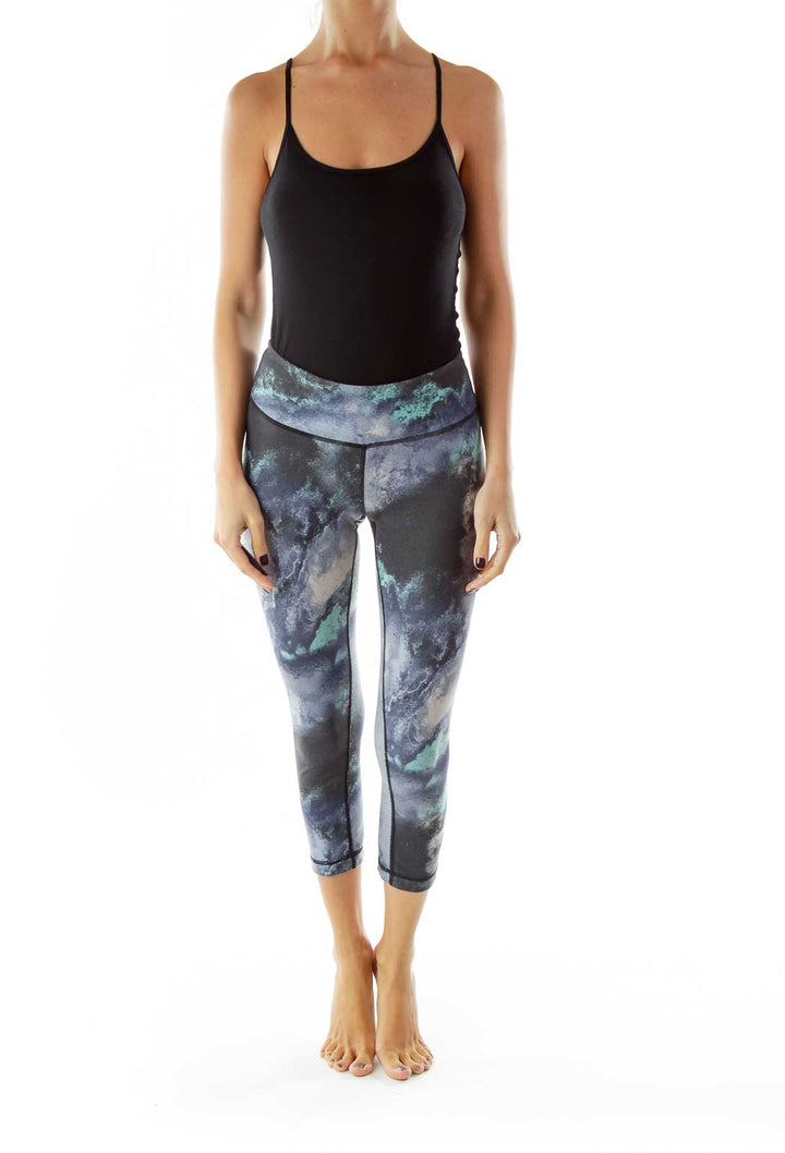 Blue Gray Faux Denim Yoga Pants