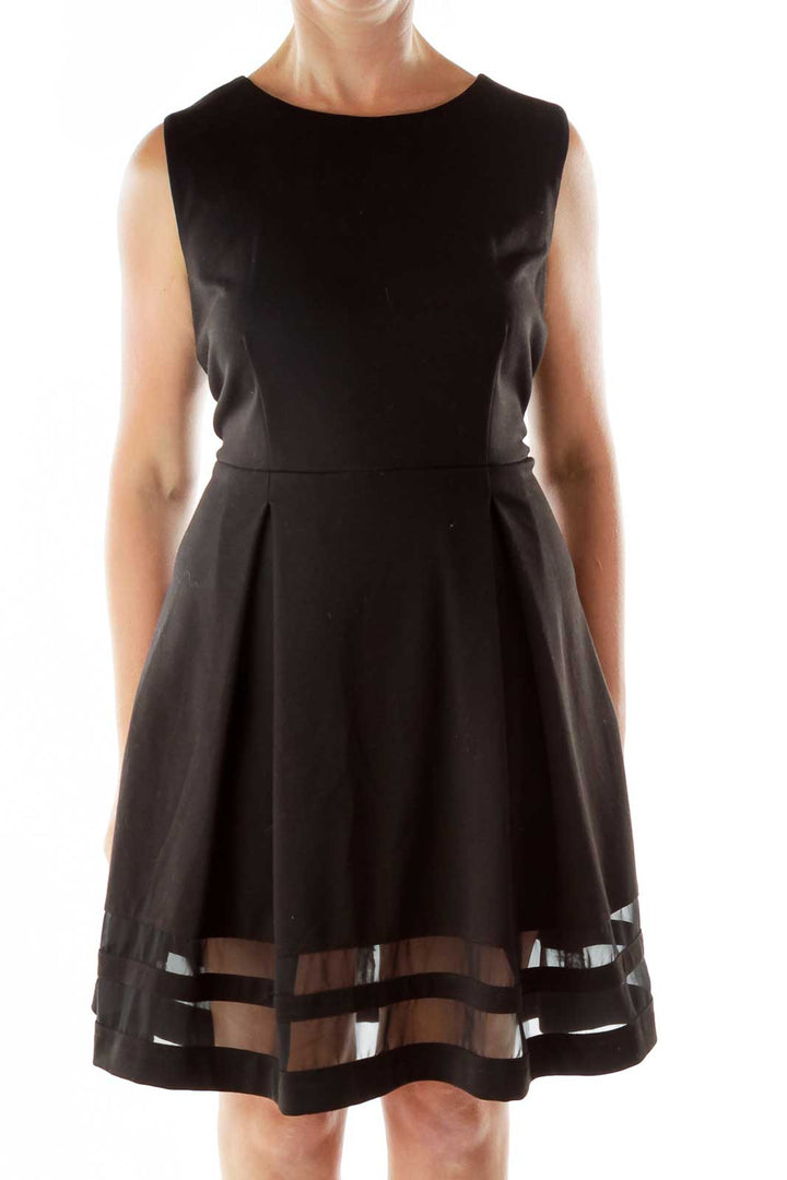 Black Sleeveless Round Neck Work Dress