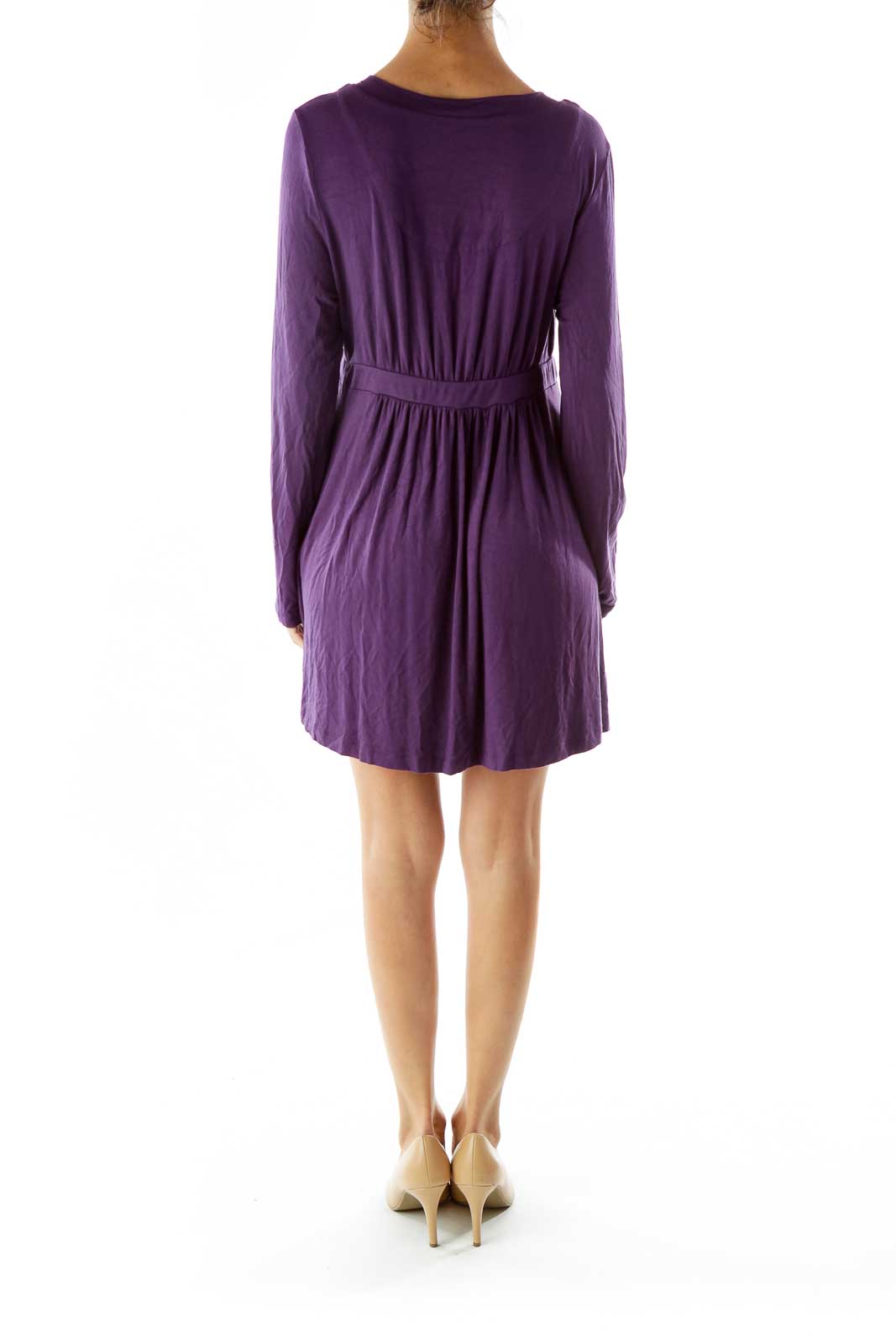 Purple Scrunched Loose Day Dress