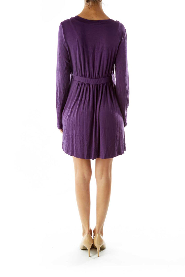 Purple Scrunched Loose Day Dress