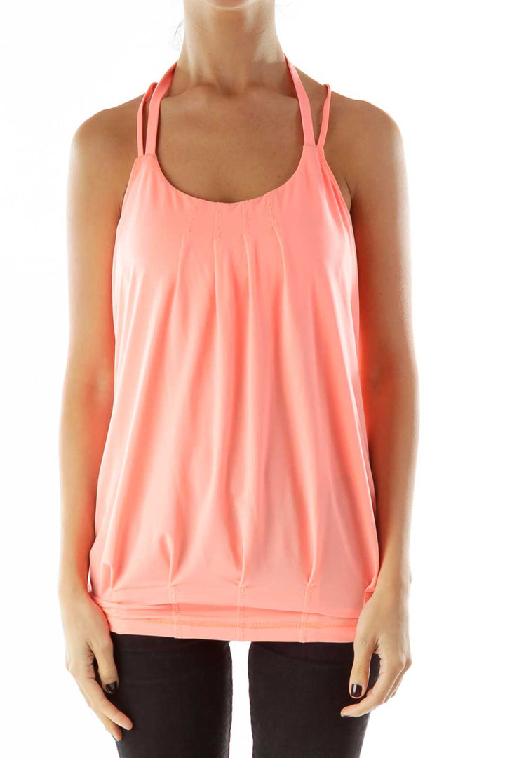 Pink Strapped Open Back Yoga Top